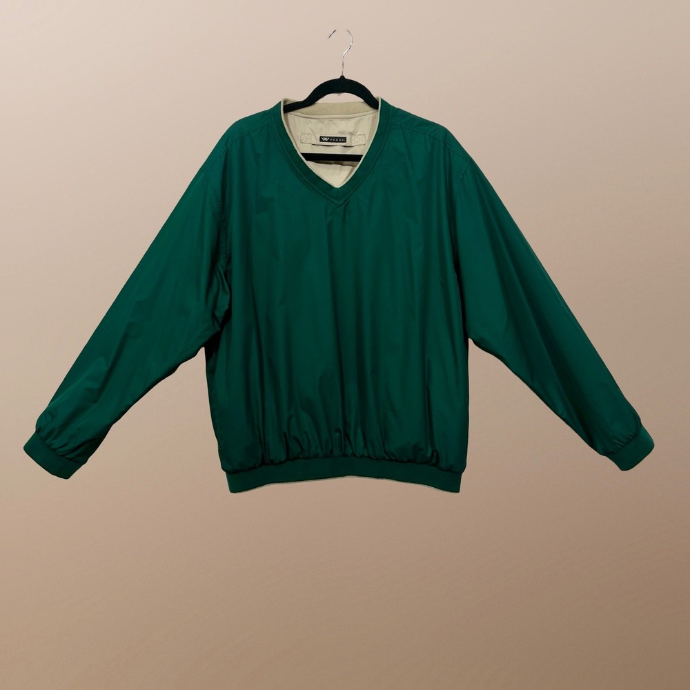 Reversable Wedge Golf  Large Green V-Neck Pullover Windbreaker Jacket